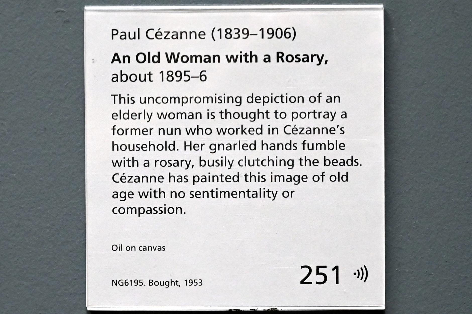 Paul Cézanne (1866–1906), Alte Frau mit Rosenkranz, London, National Gallery, Saal 44, um 1895–1896, Bild 2/2