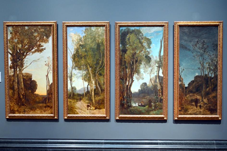Jean-Baptiste Camille Corot (1823–1874), Die vier Tageszeiten, London, National Gallery, Saal 45, um 1858, Bild 1/6