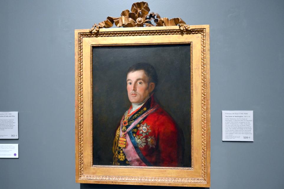 Francisco de Goya (Francisco José de Goya y Lucientes) (1779–1820), Porträt des Arthur Wellesley, 1. Duke of Wellington, London, National Gallery, Saal 45, 1812–1814