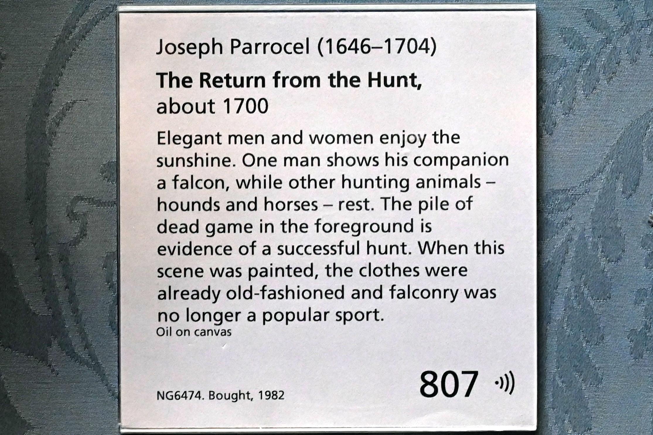 Joseph Parrocel (1699–1700), Rückkehr von der Jagd, London, National Gallery, Saal 33, um 1700, Bild 2/2