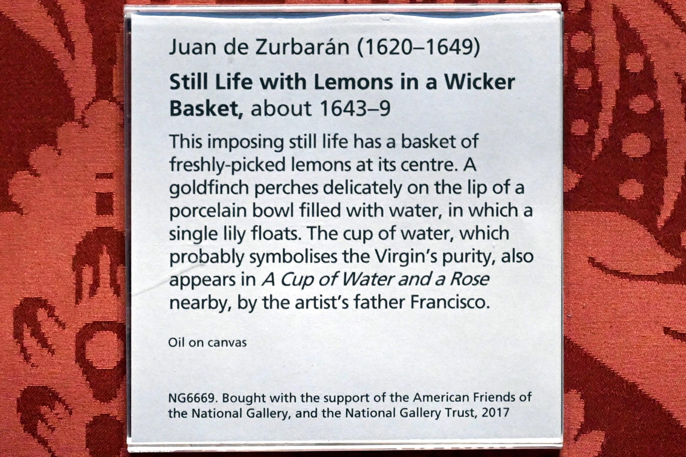 Juan de Zurbarán (1646), Stillleben mit Zitronen in einem Weidenkorb, London, National Gallery, Saal 30, um 1643–1649, Bild 2/2