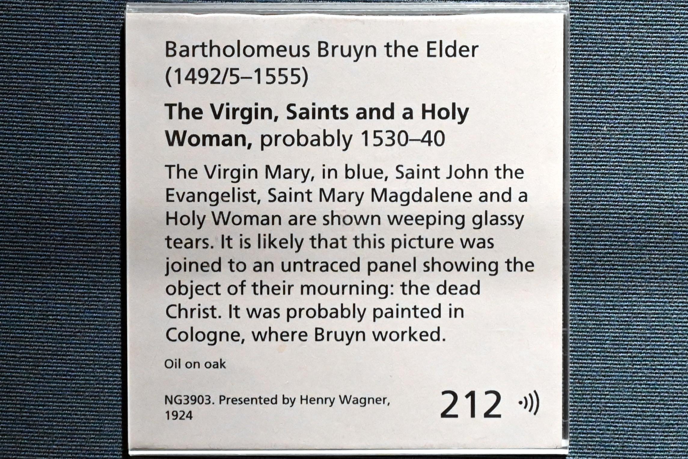 Bartholomäus Bruyn der Ältere (1513–1546), Maria, Johannes der Täufer, hl. Maria Magdalena und eine weibliche Heilige, London, National Gallery, Saal 16, 1530–1540, Bild 2/2