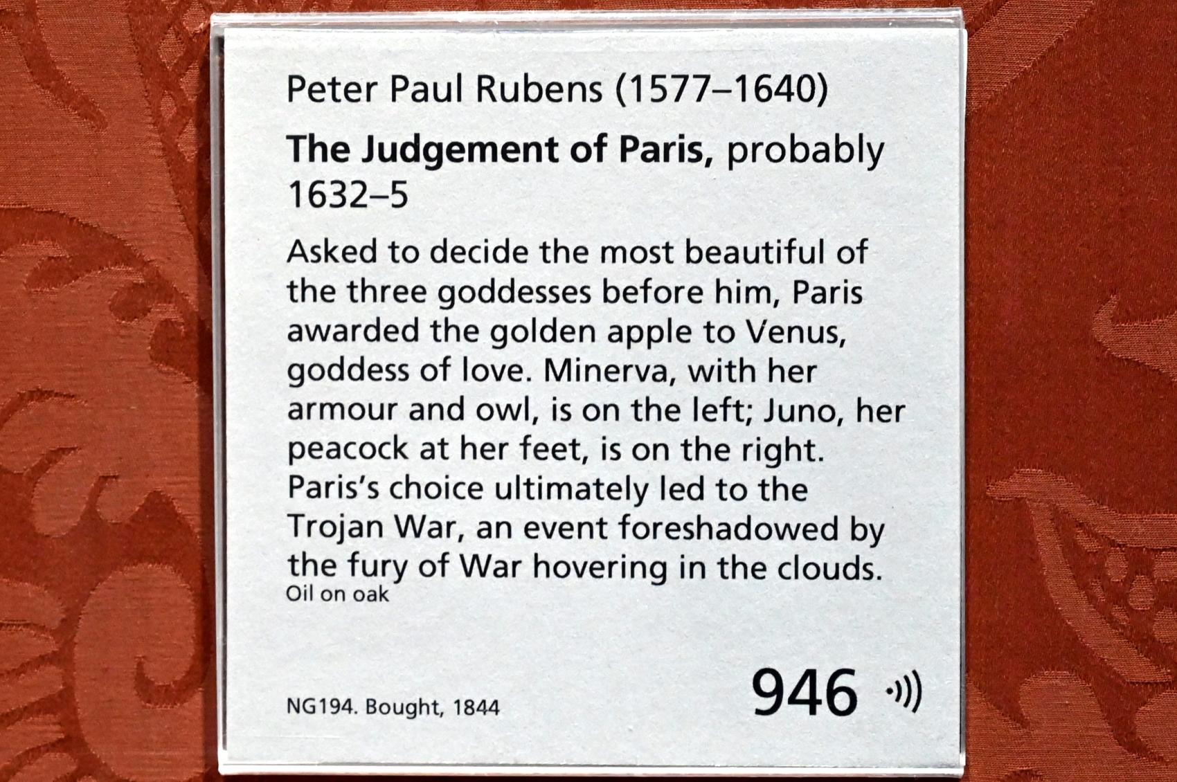 Peter Paul Rubens (1598–1640), Das Urteil des Paris, London, National Gallery, Saal 18, 1632–1635, Bild 2/2
