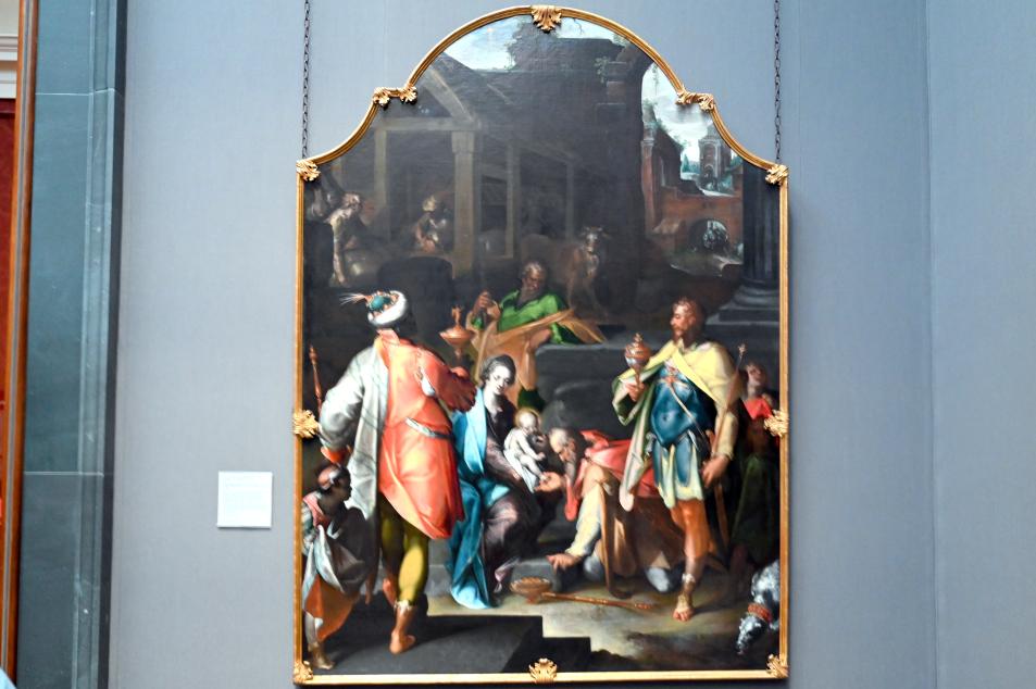 Bartholomäus Spranger (1569–1610), Anbetung der Könige, Memmelsdorf bei Bamberg, Schloss Seehof ("Marquardsburg"), Sommerresidenz der Bamberger Fürstbischöfe, jetzt London, National Gallery, Saal 24, um 1595