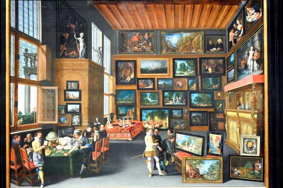 Kenner in einem Kunstsaal mit Salonhängung, London, National Gallery, Saal 26, um 1620, Bild 2/4