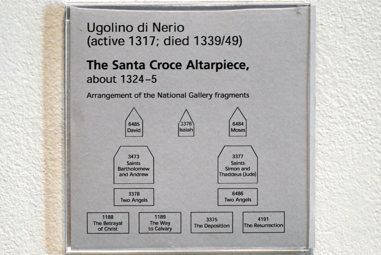 Ugolino di Nerio (1305–1332), Zwei Engel, Florenz, Franziskanerkirche Santa Croce, jetzt London, National Gallery, Saal 52, um 1324–1325, Bild 3/3
