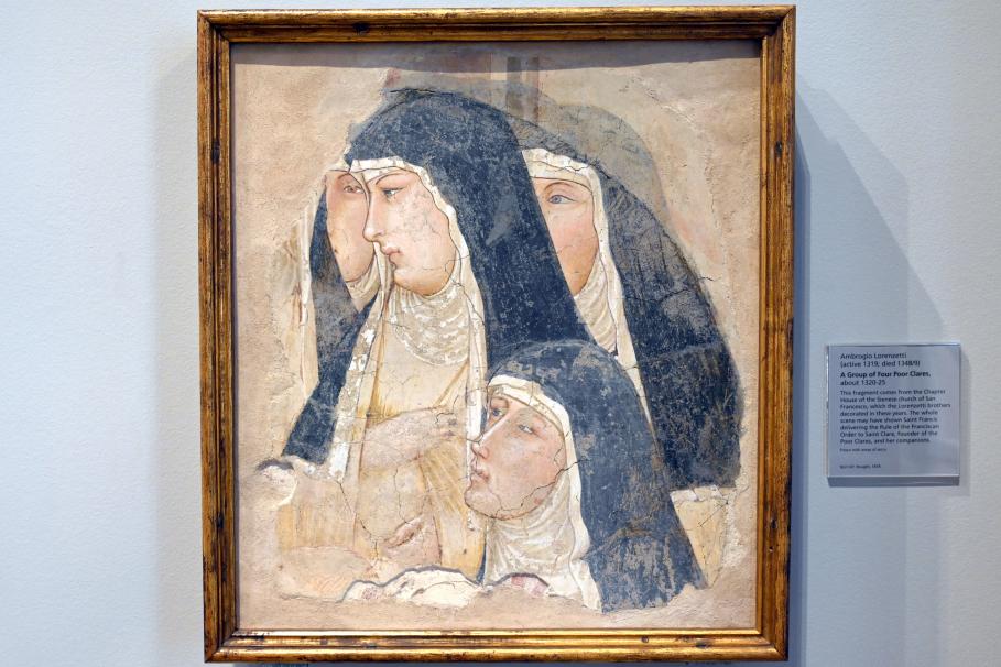 Ambrogio Lorenzetti (1322–1335), Gruppe von vier Klarissenschwestern, London, National Gallery, Saal 52, um 1320–1325