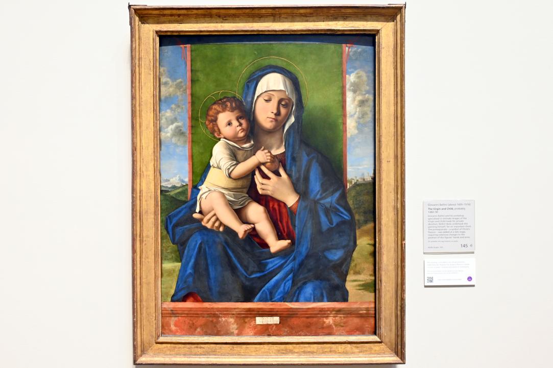 Giovanni Bellini (1452–1515), Maria mit Kind, London, National Gallery, Saal 55, um 1480–1490, Bild 1/2