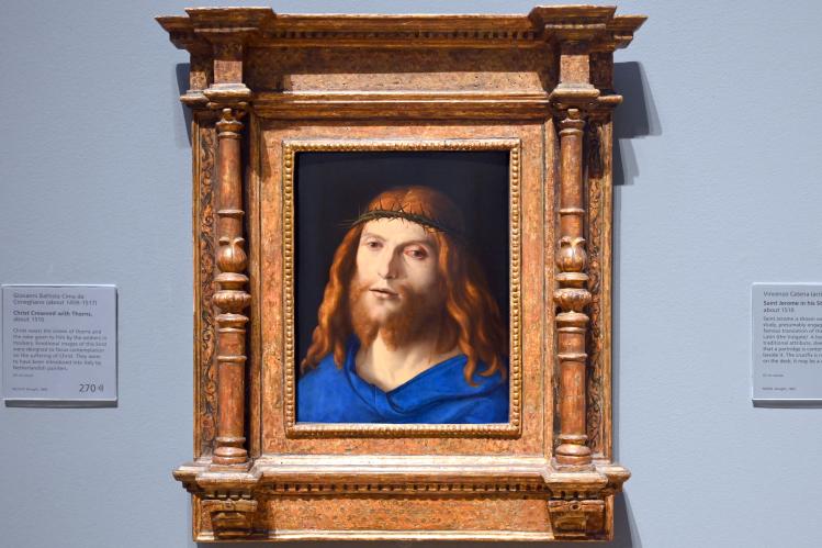 Giovanni Battista Cima (Cima da Conegliano) (1493–1512), Christus mit der Dornenkrone, London, National Gallery, Saal 56, um 1510, Bild 1/2