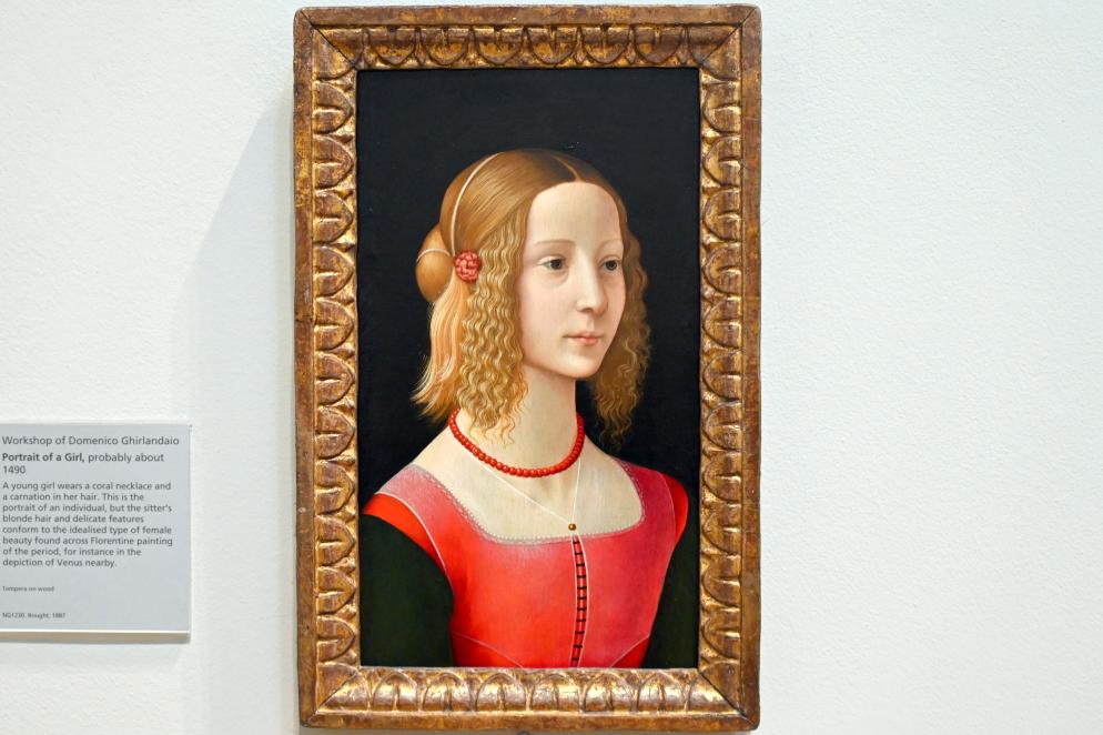 Domenico Ghirlandaio (Werkstatt) (1490), Porträt eines Mädchens, London, National Gallery, Saal 58, um 1490, Bild 1/2
