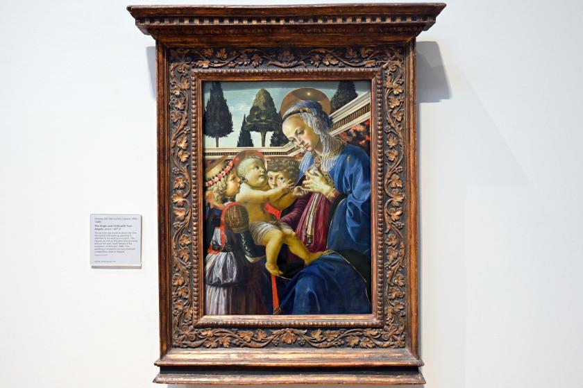 Andrea del Verrocchio (1468–1477), Maria mit Kind und zwei Engeln, London, National Gallery, Saal 59, um 1467–1469