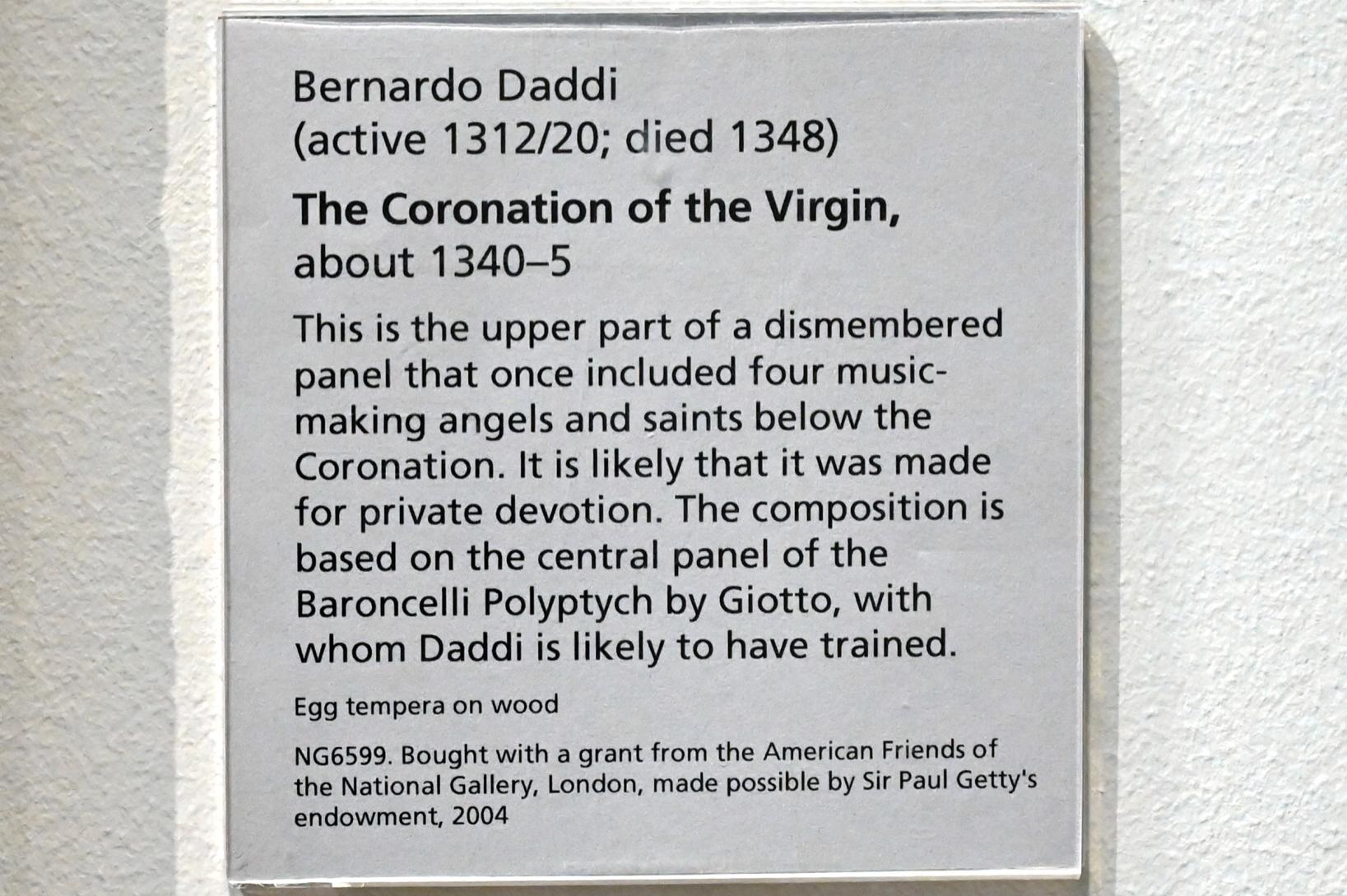 Bernardo Daddi (1332–1342), Marienkrönung, London, National Gallery, Saal 60, um 1340–1345, Bild 2/2