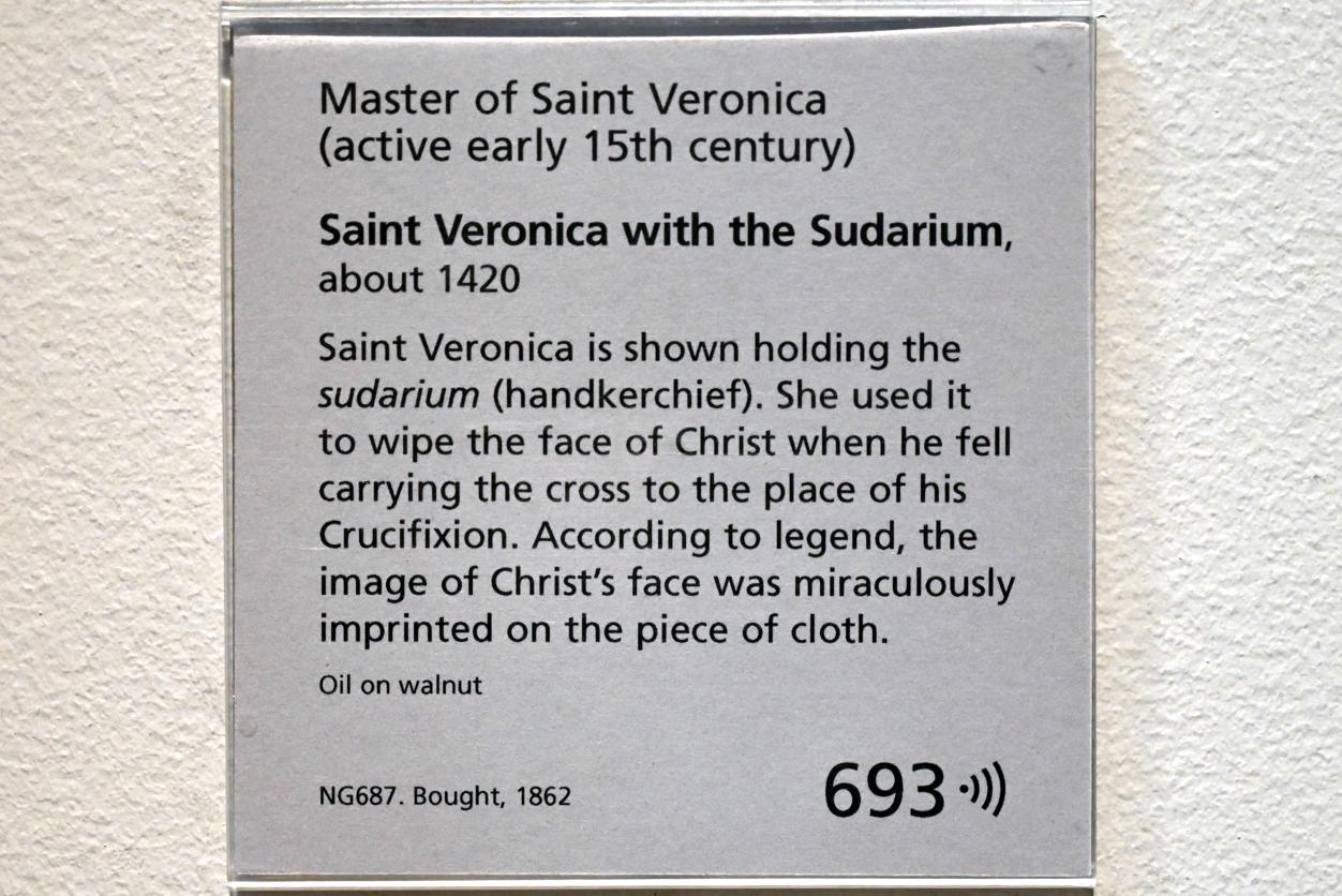Meister der hl. Veronika (1400–1425), Die heilige Veronika mit dem Schweißtuch, London, National Gallery, Saal 62, um 1420, Bild 2/2