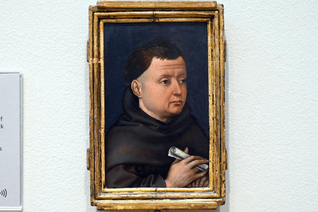 Robert Campin (Werkstatt) (1431–1432), Porträt eines Franziskaners (?), London, National Gallery, Saal 63, vor 1432, Bild 1/2