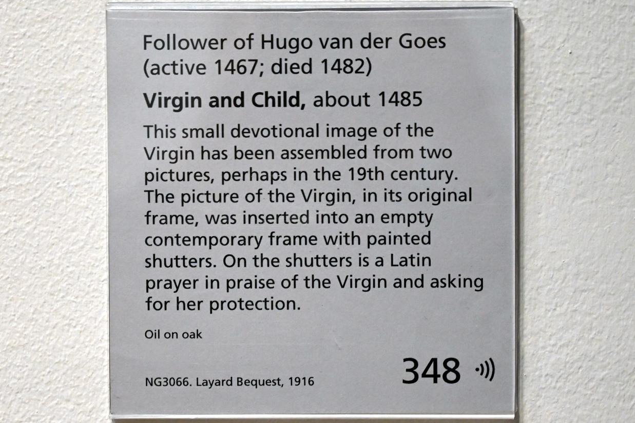Hugo van der Goes (Nachfolger) (1485), Maria mit Kind, London, National Gallery, Saal 64, um 1485, Bild 4/4