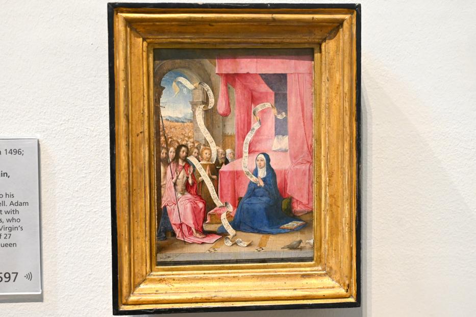 Juan de Flandes (1495–1500), Christus erscheint Maria, London, National Gallery, Saal 64, um 1499–1500, Bild 1/2