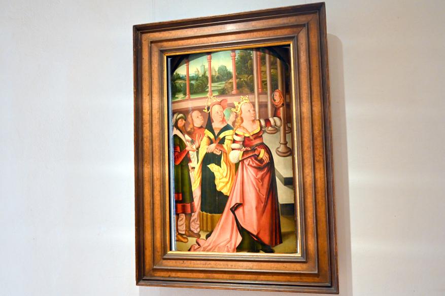 Meister des Leitmeritzer Altars (1500–1515), Der Hochmut der hl. Katharina, Coburg, Kunstsammlungen der Veste Coburg, Steinerne Kemenate, 1515, Bild 1/2