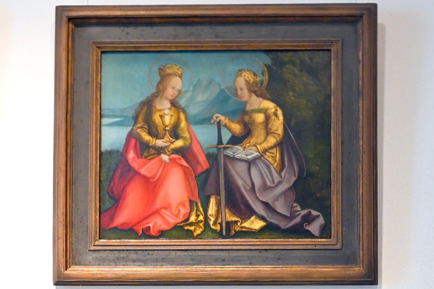 Hans Schäufelein (1503–1531), Hl. Barbara und hl. Katharina, Coburg, Kunstsammlungen der Veste Coburg, Große Hofstube, um 1510, Bild 1/2