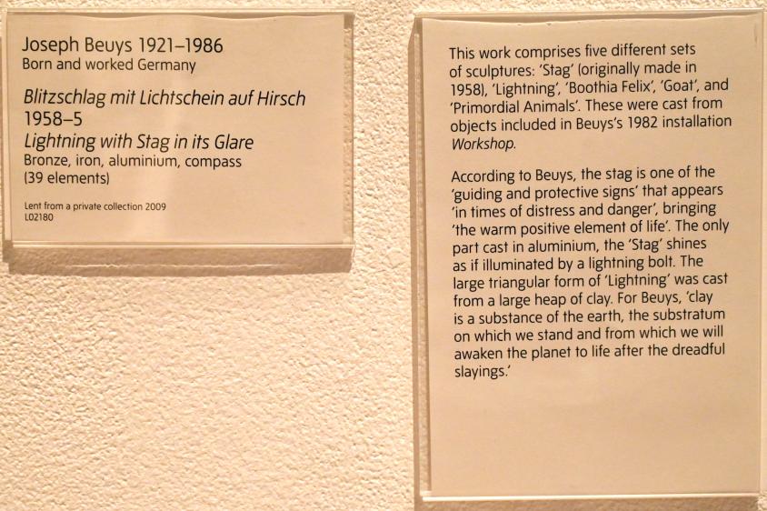 Joseph Beuys (1948–1985), Blitzschlag mit Lichtschein auf Hirsch, London, Tate Gallery of Modern Art (Tate Modern), Artist and Society 8, 1958, Bild 6/6
