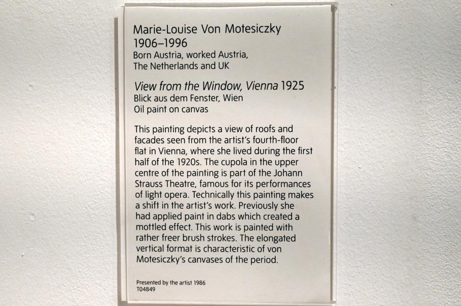 Marie-Louise von Motesiczky (1925–1980), Blick aus dem Fenster, Wien, London, Tate Gallery of Modern Art (Tate Modern), In the Studio 2, 1925, Bild 2/2