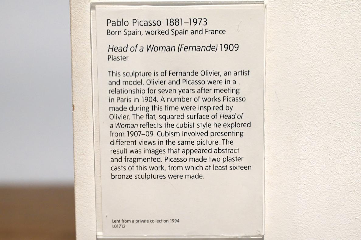 Pablo Picasso (1897–1972), Frauenkopf (Fernande), London, Tate Gallery of Modern Art (Tate Modern), In the Studio 2, 1909, Bild 6/6