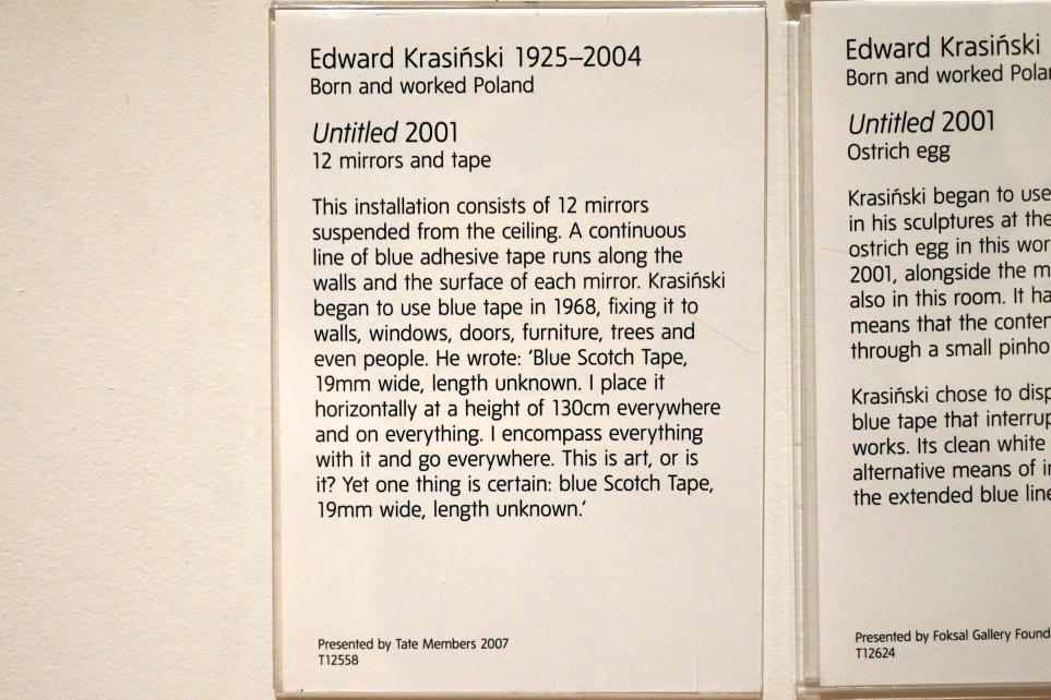Edward Krasiński (1968–2001), Ohne Titel, London, Tate Gallery of Modern Art (Tate Modern), Performer and Participant 8, 2001, Bild 6/6