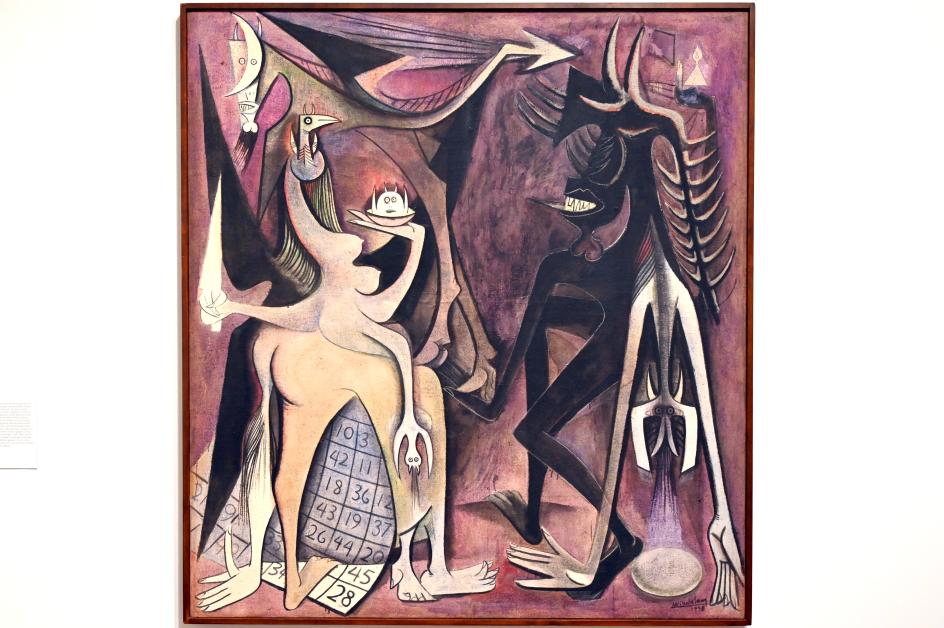 Wifredo Lam (1943–1962), Belial, Herr der Fliegen, London, Tate Modern, Ausstellung "Surrealism Beyond Borders" vom 24.02.-29.08.2022, Saal 7, 1948, Bild 1/2