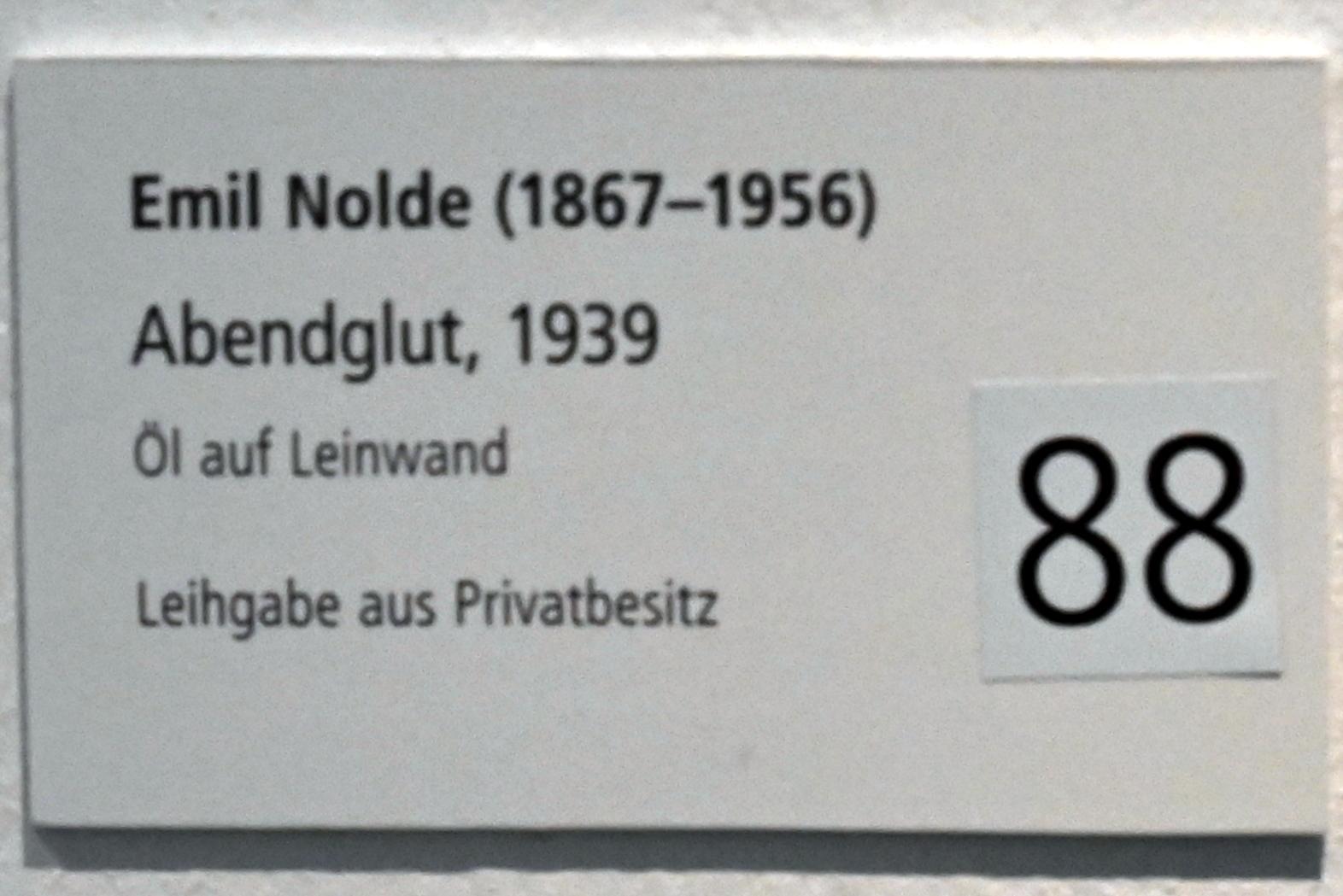 Emil Nolde (1903–1946), Abendglut, Schleswig, Landesmuseum für Kunst und Kulturgeschichte, Sammlung Rolf Horn, 1939, Bild 2/2