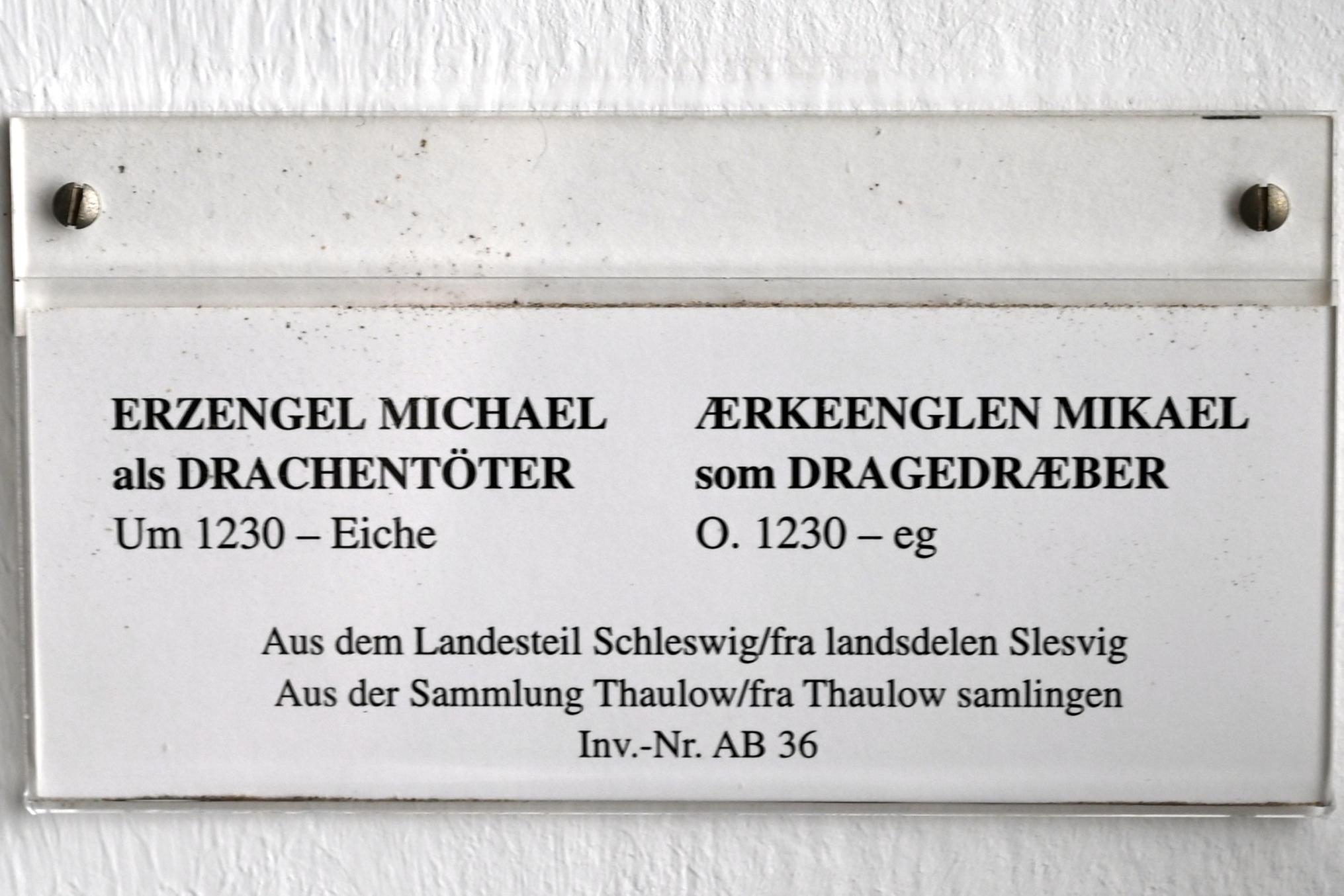 Erzengel Michael als Drachentöter, Schleswig, Landesmuseum für Kunst und Kulturgeschichte, Saal 1, um 1230, Bild 2/2