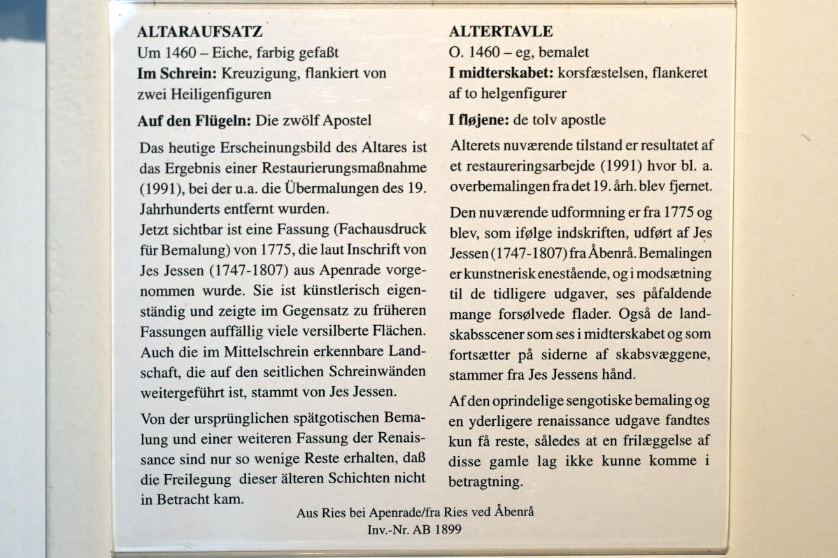 Altaraufsatz, Rise Sogn, Kirche, jetzt Schleswig, Landesmuseum für Kunst und Kulturgeschichte, Saal 1, um 1460, Bild 2/2