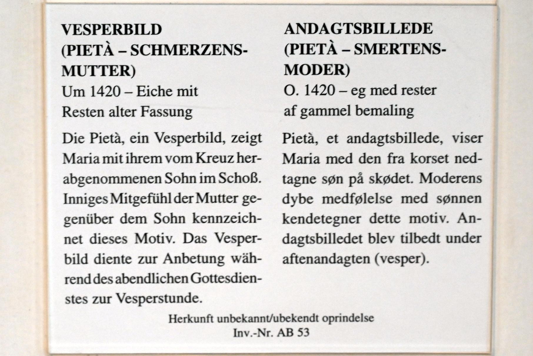 Vesperbild, Schleswig, Landesmuseum für Kunst und Kulturgeschichte, Saal 1, um 1420, Bild 2/2