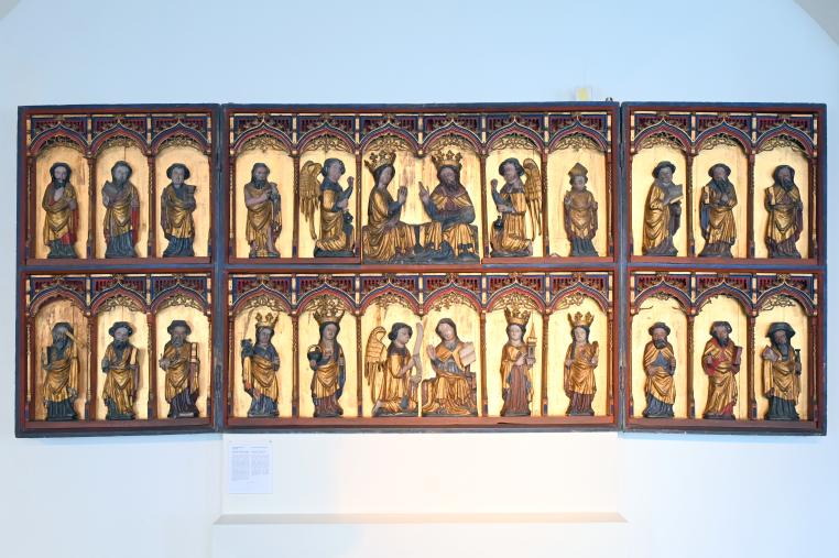 Altaraufsatz, Boren, St.-Marien-Kirche, jetzt Schleswig, Landesmuseum für Kunst und Kulturgeschichte, Saal 1, um 1430–1440, Bild 1/2