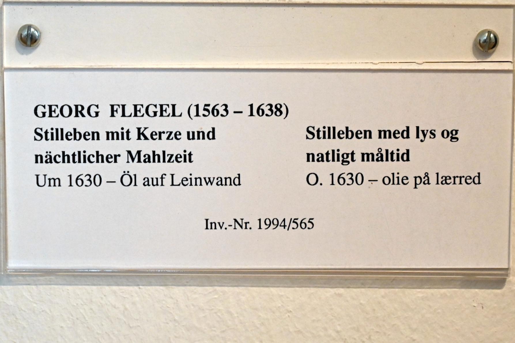 Georg Flegel (1595–1638), Stillleben mit Kerze und nächtlicher Mahlzeit, Schleswig, Landesmuseum für Kunst und Kulturgeschichte, Saal 21, um 1630, Bild 2/2