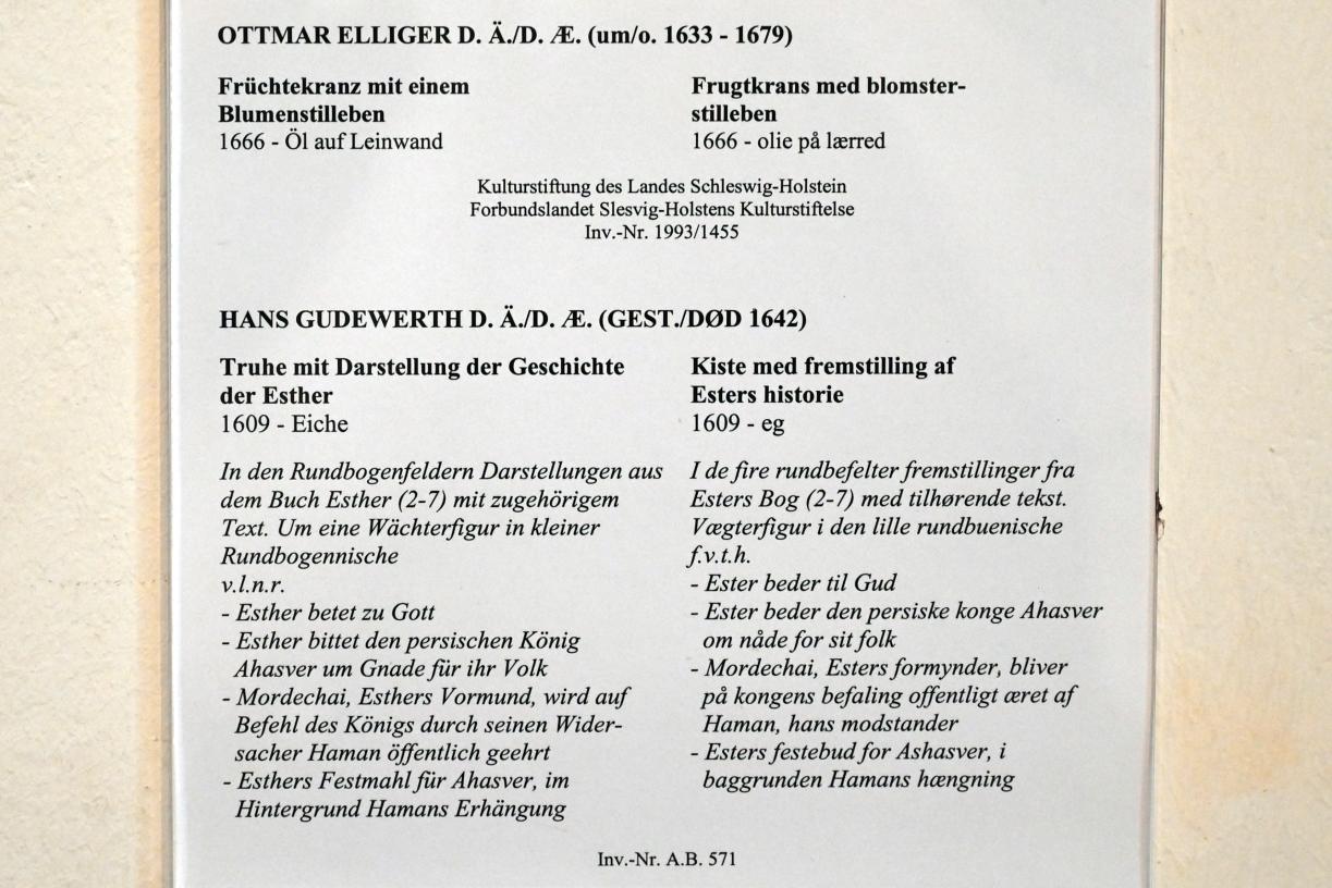 Ottmar Elliger der Ältere (1666), Früchtekranz mit einem Blumenstillleben, Schleswig, Landesmuseum für Kunst und Kulturgeschichte, Saal 21, 1666, Bild 2/2