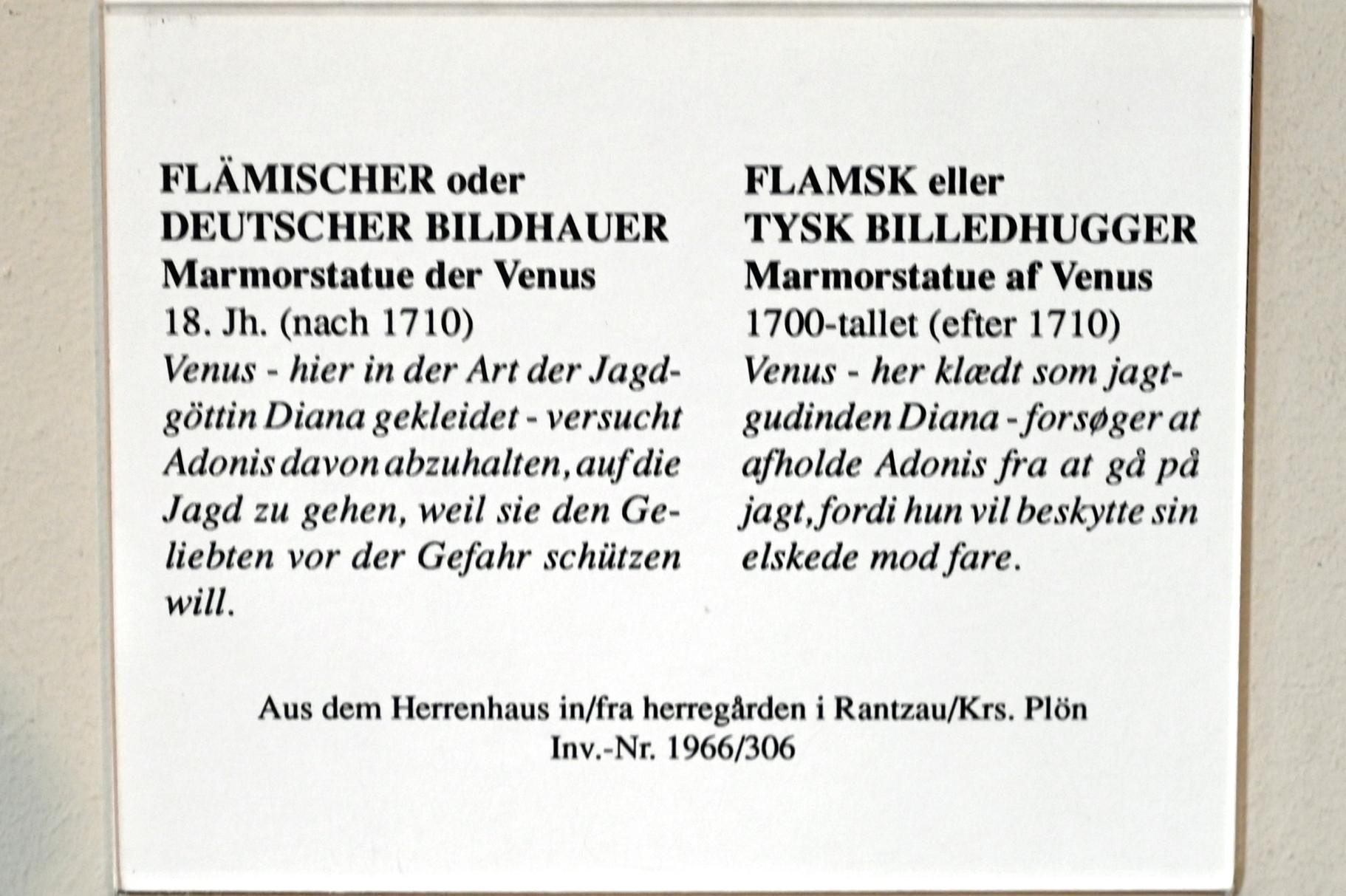 Marmorstatue der Venus, Rantzau, Schloss Rantzau, jetzt Schleswig, Landesmuseum für Kunst und Kulturgeschichte, Saal 20, nach 1710, Bild 2/2