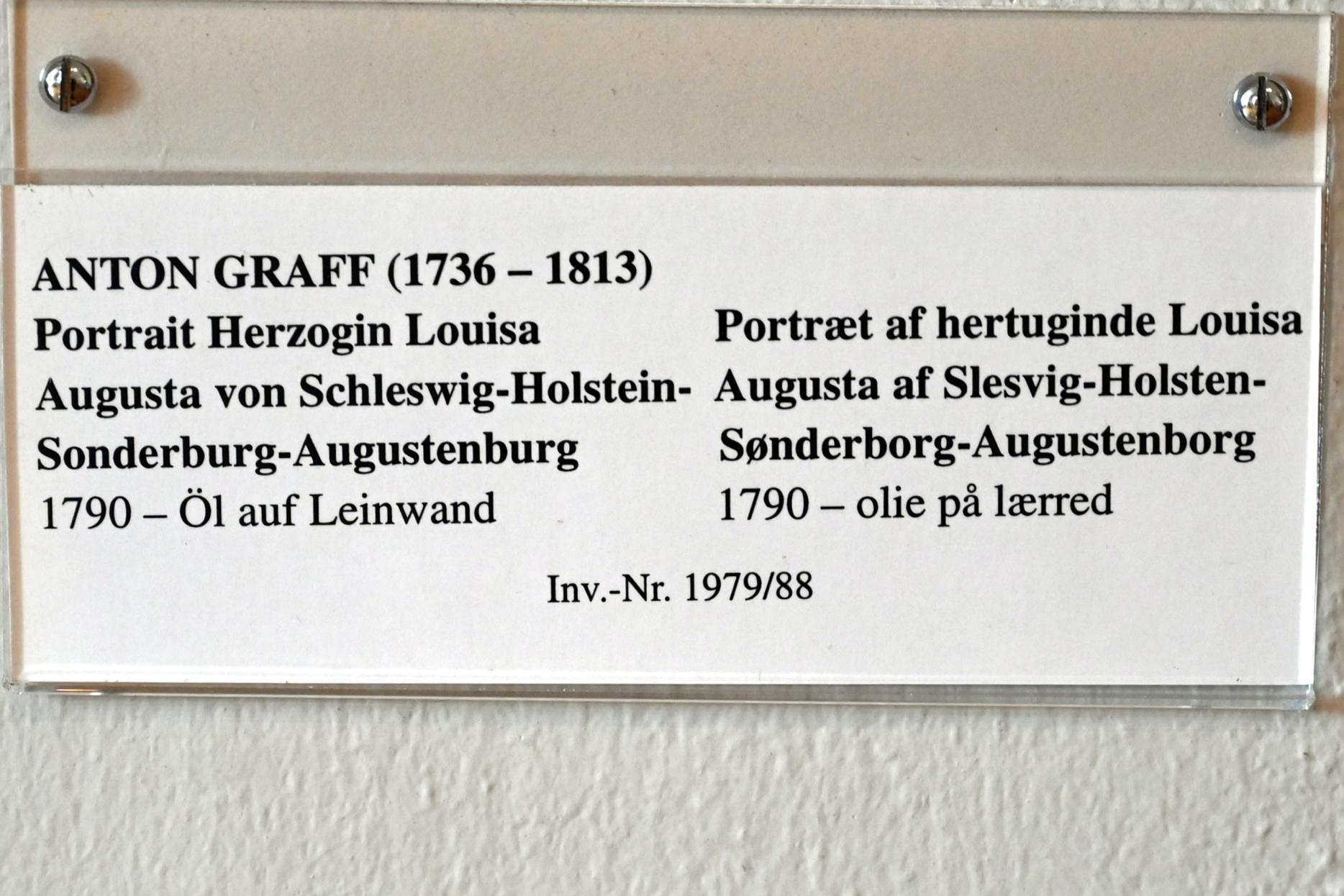 Anton Graff (1761–1807), Portrait Herzogin Louisa Augusta von Schleswig-Holstein-Sonderburg-Augustenburg, Schleswig, Landesmuseum für Kunst und Kulturgeschichte, Saal 36, 1790, Bild 2/2