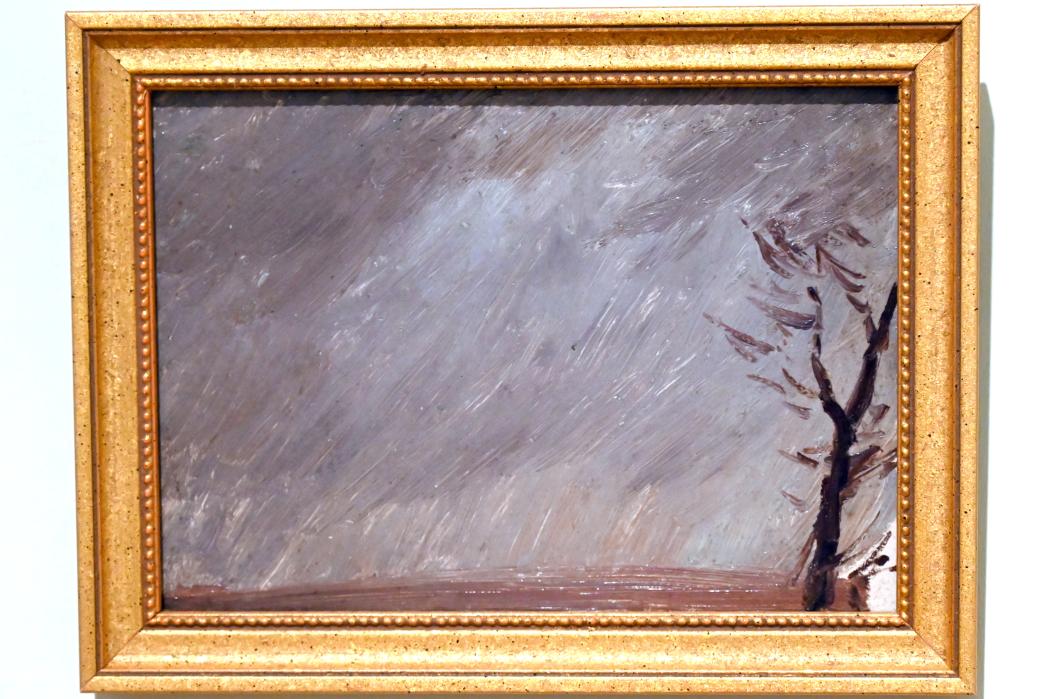Hans Olde (1882–1916), Einsamer Baum vor regnerischem Himmel, Schleswig, Landesmuseum für Kunst und Kulturgeschichte, Saal 45, um 1890–1900, Bild 1/2