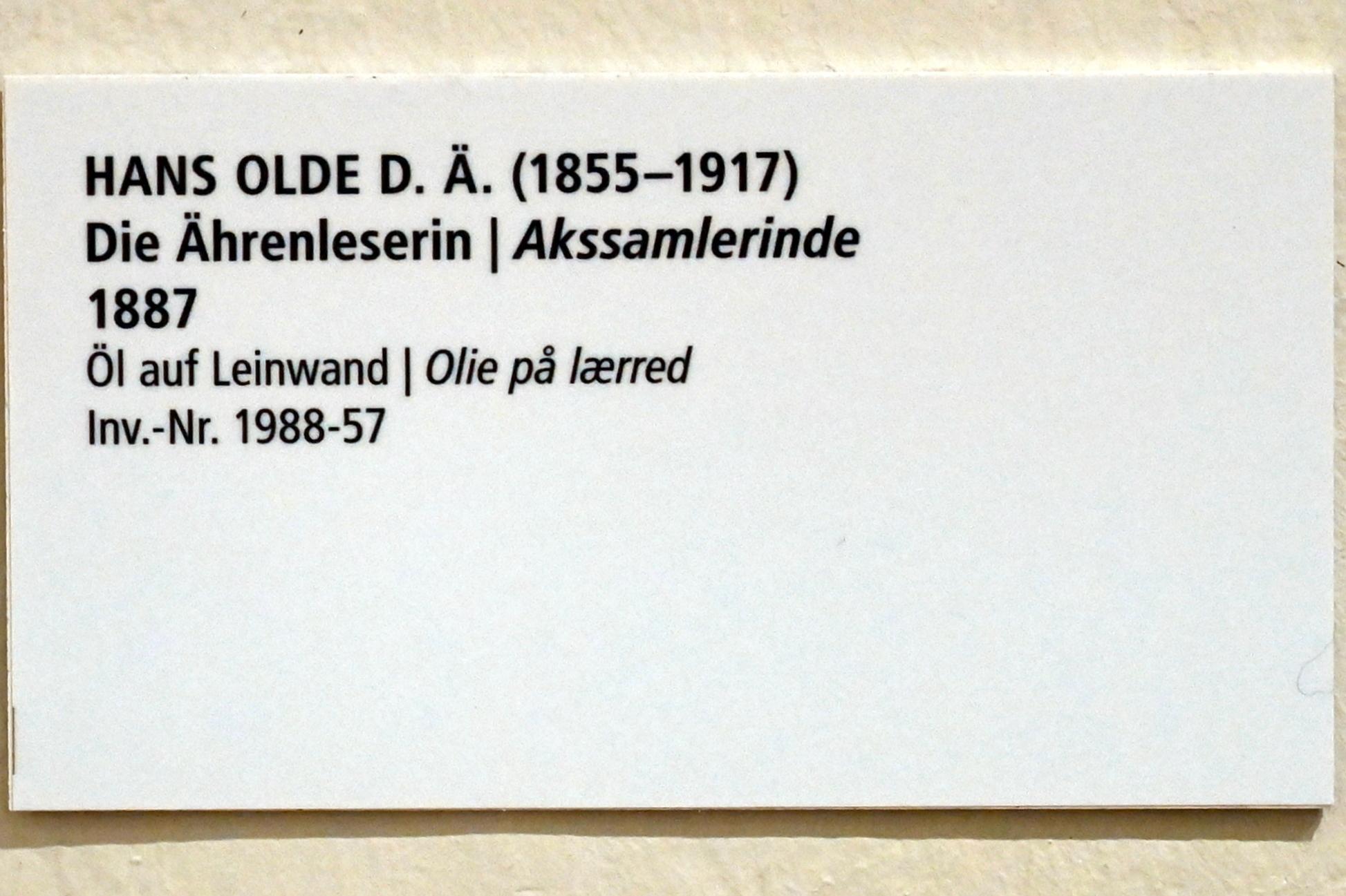 Hans Olde (1882–1916), Die Ährenleserin, Schleswig, Landesmuseum für Kunst und Kulturgeschichte, Saal 45, 1887, Bild 2/2