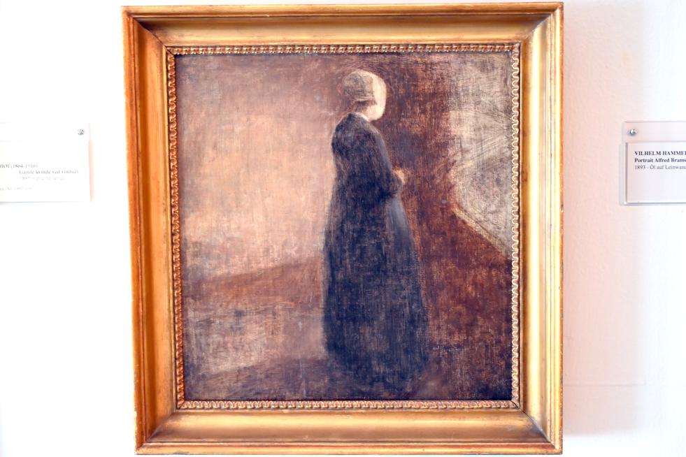 Vilhelm Hammershøi (1885–1912), Alte Frau am Fenster, Schleswig, Landesmuseum für Kunst und Kulturgeschichte, Jugendstil, 1885, Bild 1/2