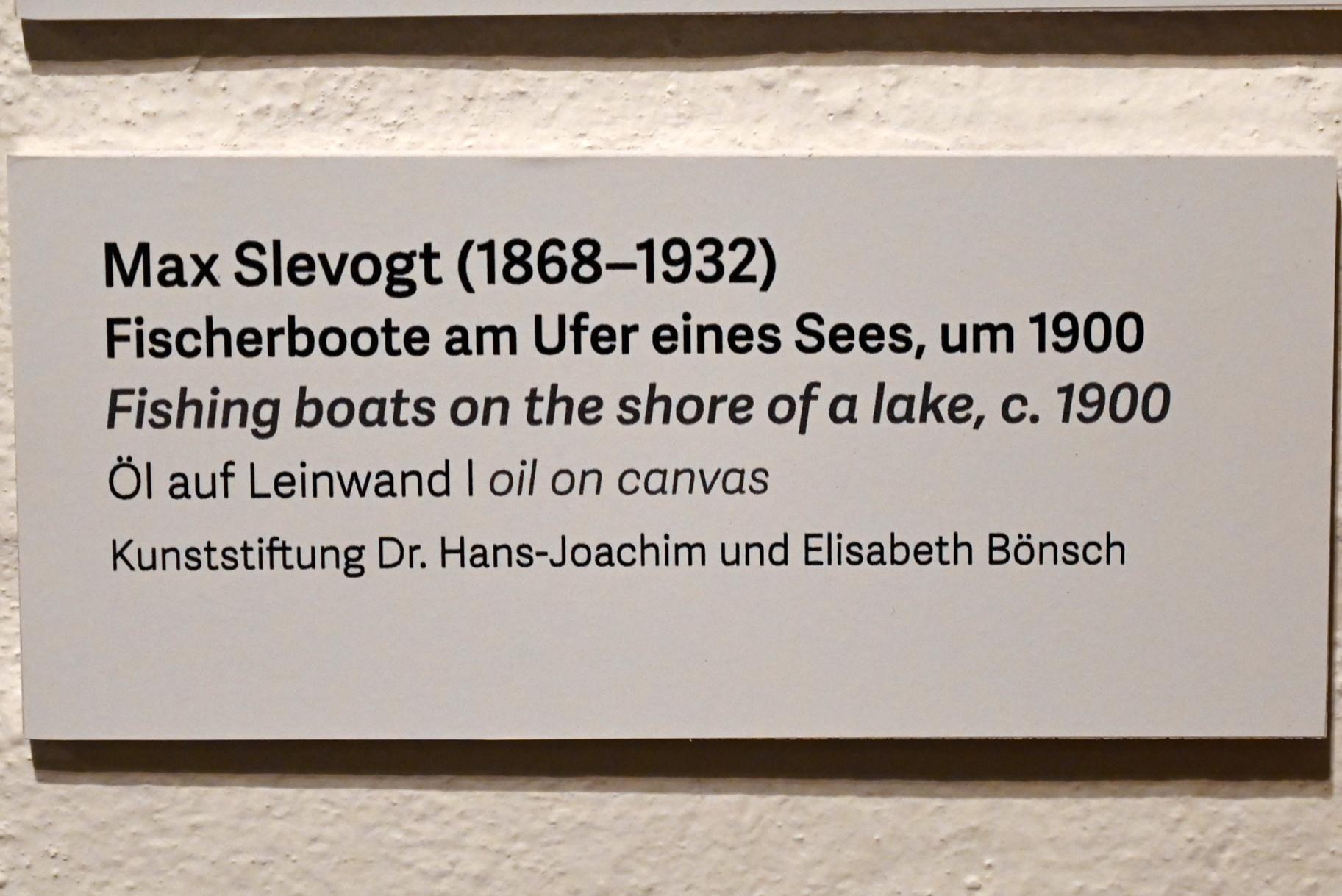 Max Slevogt (1886–1931), Fischerboote am Ufer eines Sees, Schleswig, Landesmuseum für Kunst und Kulturgeschichte, Kunst im 20. Jh., um 1900, Bild 2/2