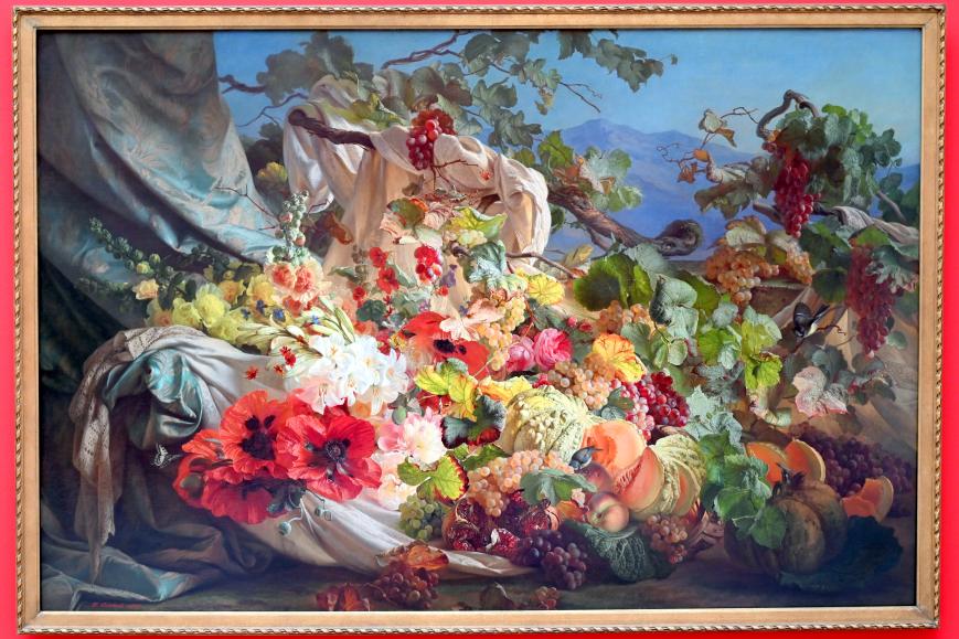 Theude Grönland (1862), Stillleben mit Blumen und Früchten, Kiel, Kunsthalle, Stillleben, 1862