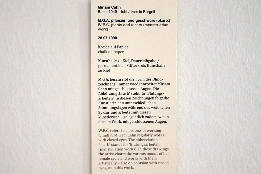 Miriam Cahn (1990–2016), M.G.A. pflanzen und geschwüre (bl.arb.), Kiel, Kunsthalle, Galerie 4, 1990, Bild 2/2
