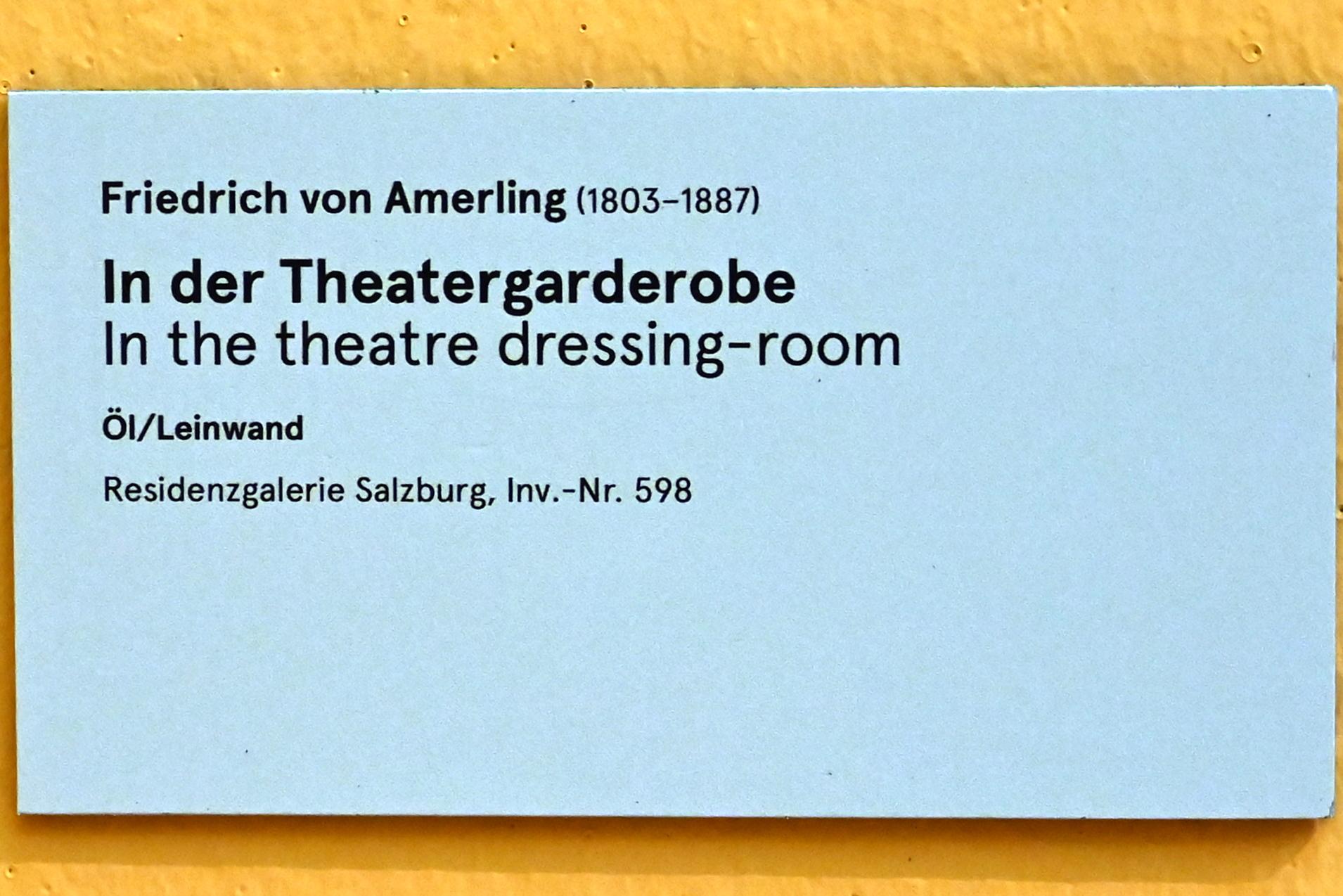 Friedrich von Amerling (1832–1843), In der Theatergarderobe, Salzburg, Salzburger Residenz, Residenzgalerie, Undatiert, Bild 2/2