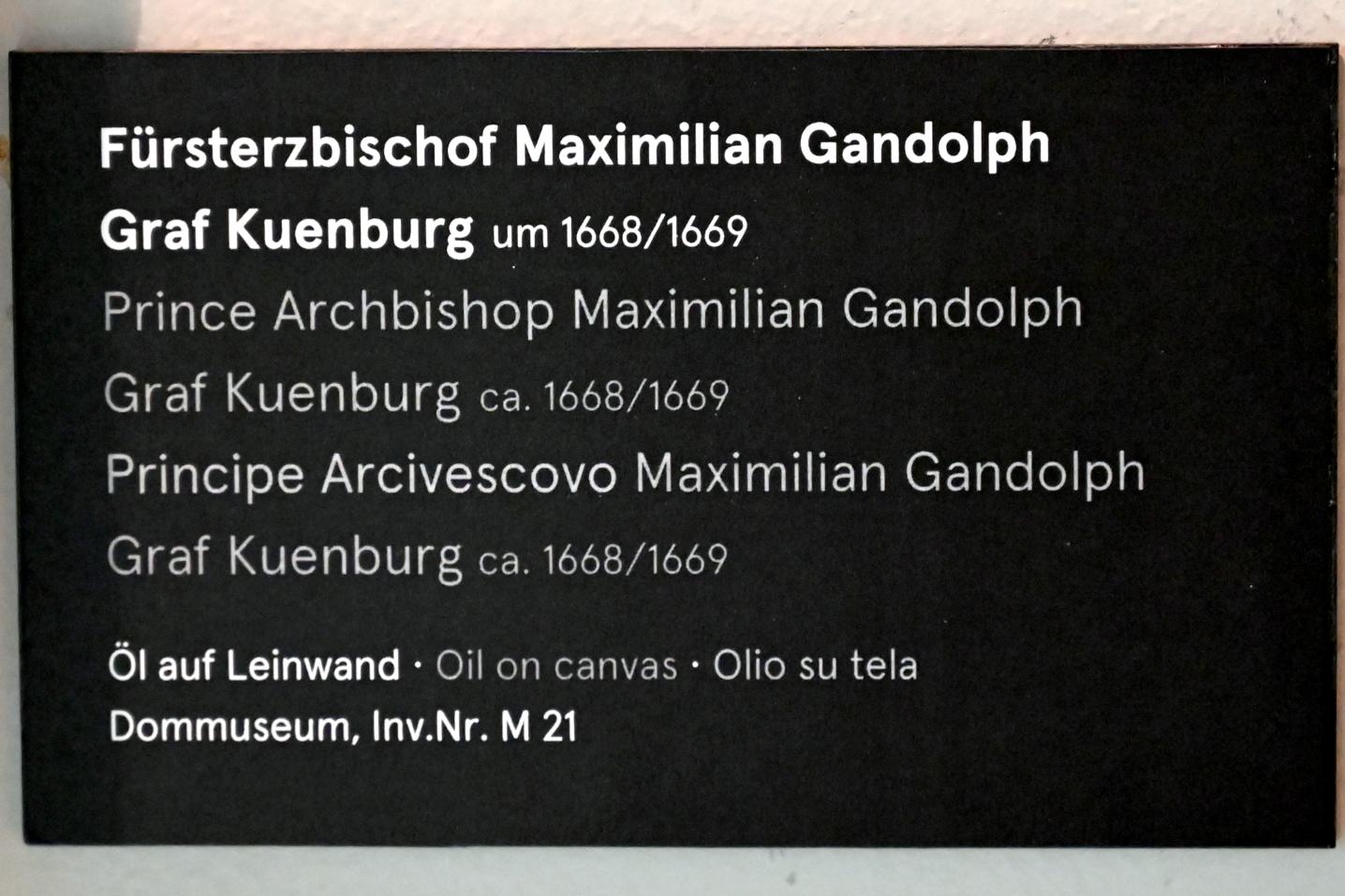 Fürsterzbischof Maximilian Gandolph Graf Kuenburg, Salzburg, Dommuseum Salzburg, um 1668–1669, Bild 2/2