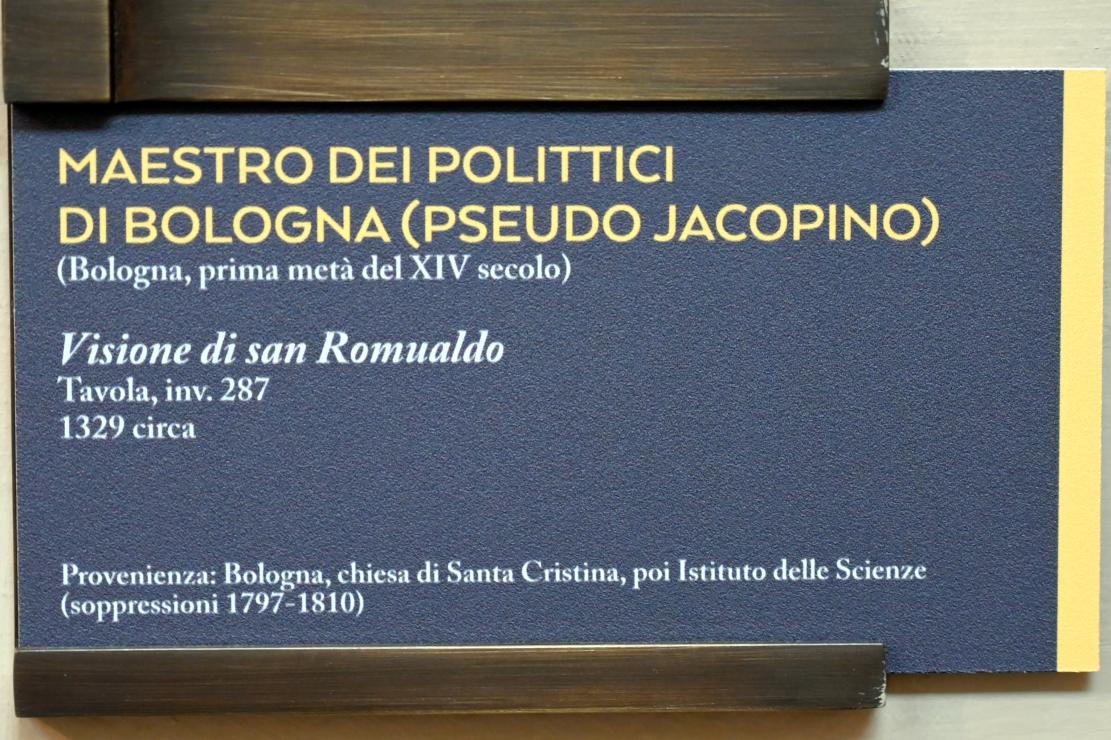 Maestro dei Polittici di Bologna (Pseudo Jacopino) (1322–1340), Die Vision des Hl. Romuald, Bologna, Chiesa di Santa Cristina, jetzt Bologna, Pinacoteca Nazionale, Saal 1, um 1329, Bild 2/2