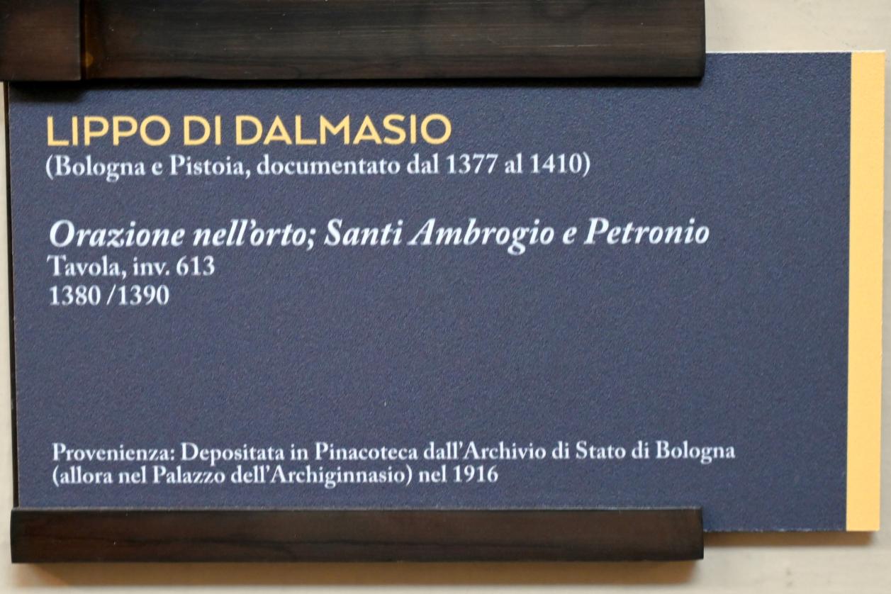 Lippo di Dalmasio (1385–1394), Christus am Ölberg und die hll. Ambrosius und Petronius, Bologna, Pinacoteca Nazionale, Saal 1, 1380–1390, Bild 2/2