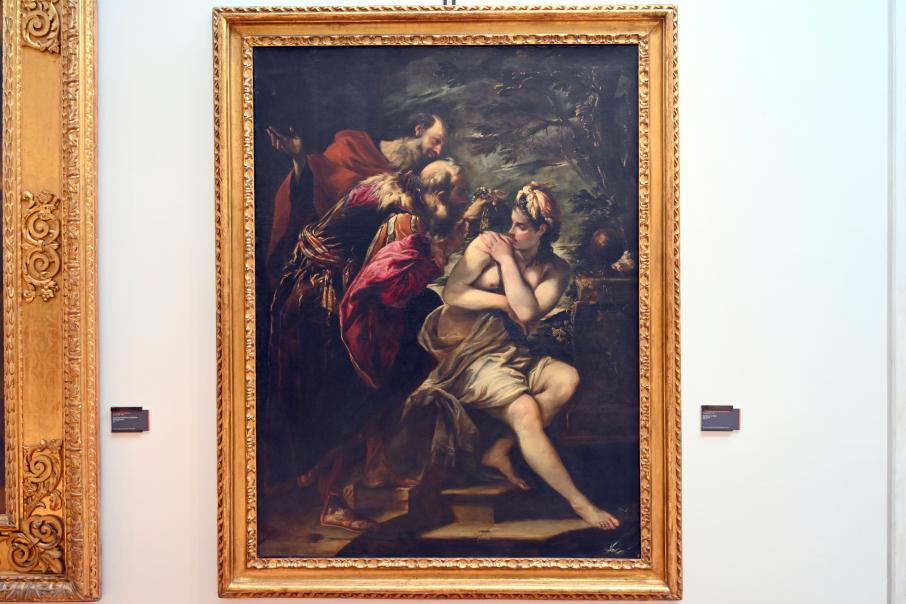 Giovanni Antonio Burrini (1679–1700), Susanna und die beiden Alten, Bologna, Pinacoteca Nazionale, Saal 30, um 1686