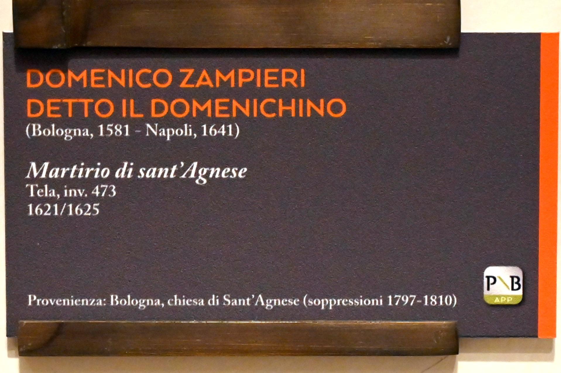 Domenichino (Domenico Zampieri) (1602–1627), Martyrium der Heiligen Agnes, Bologna, Agneskloster, jetzt Bologna, Pinacoteca Nazionale, Saal 29, 1621–1625, Bild 2/3