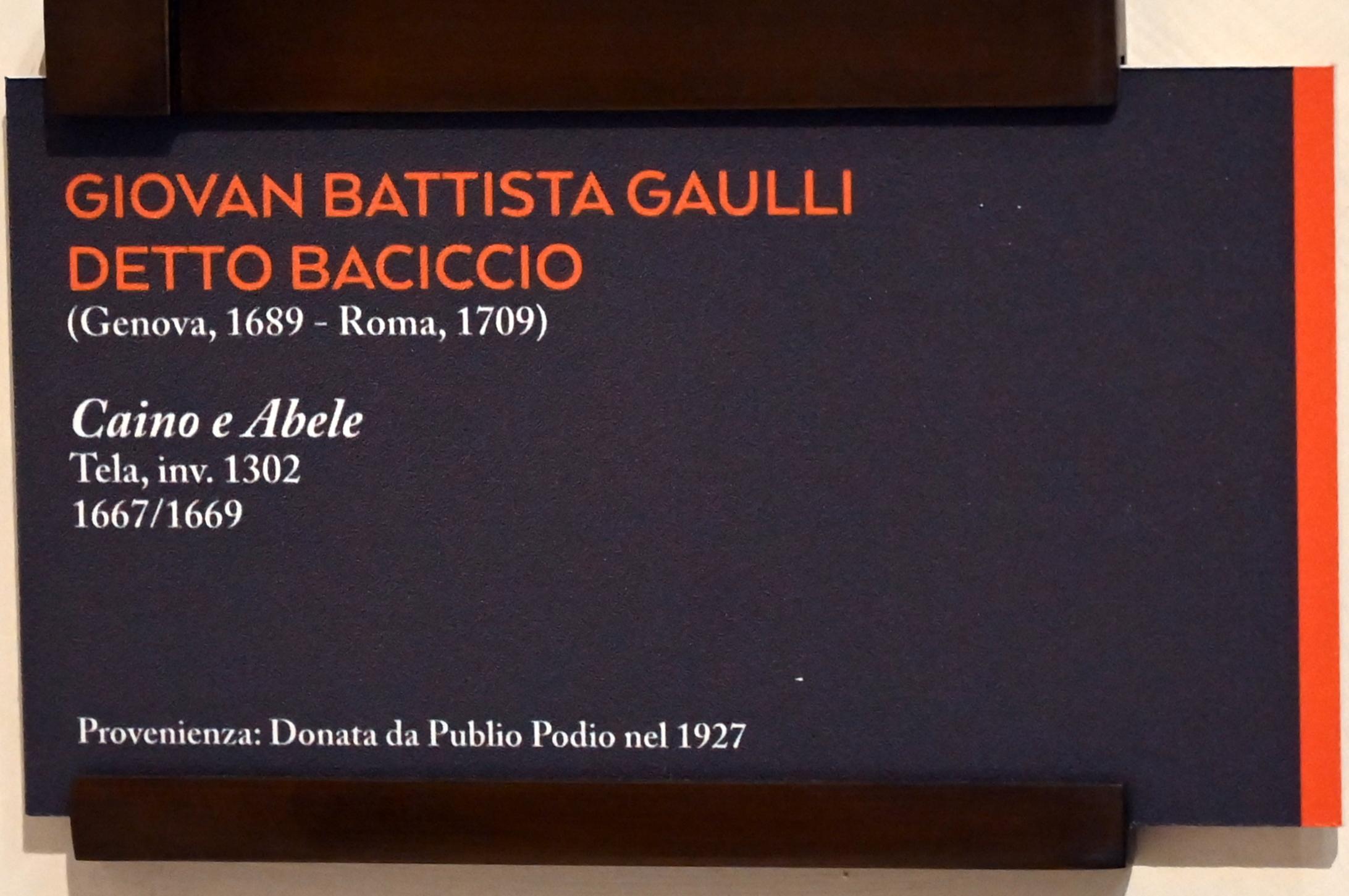 Giovanni Battista Gaulli (1666–1695), Kain und Abel, Bologna, Pinacoteca Nazionale, Saal 27, 1667–1669, Bild 2/2