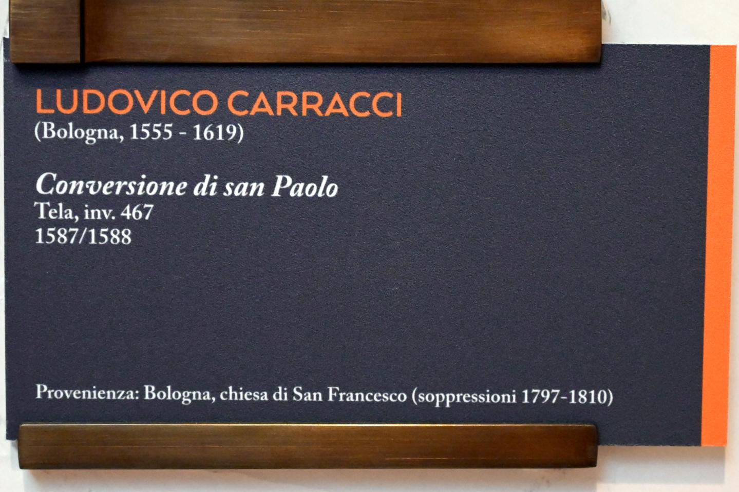 Ludovico Carracci (1582–1617), Die Bekehrung des Paulus, Bologna, Basilica di San Francesco, jetzt Bologna, Pinacoteca Nazionale, Saal 23, 1587–1588, Bild 2/2